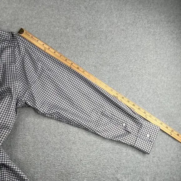 Nordstrom Mens Shop Non Iron Shirt Blue Check Button Up Long Sleeve Mens Large - Picture 10 of 11